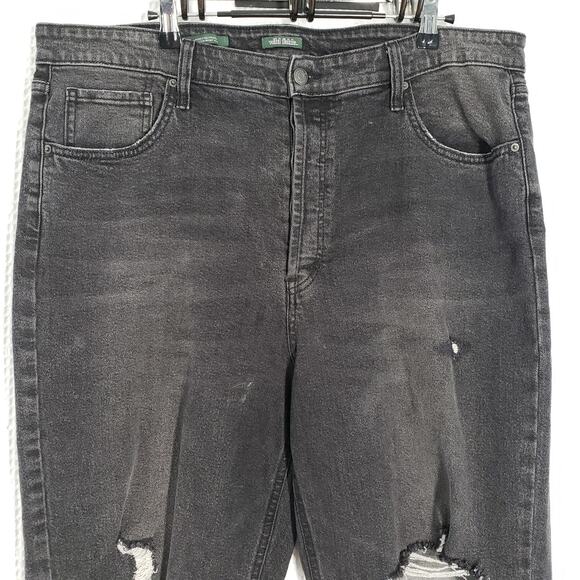 Wild Fable Jean Women 18 Black High Rise Straight Leg Thrashed Grunge Button Fly - Picture 11 of 16